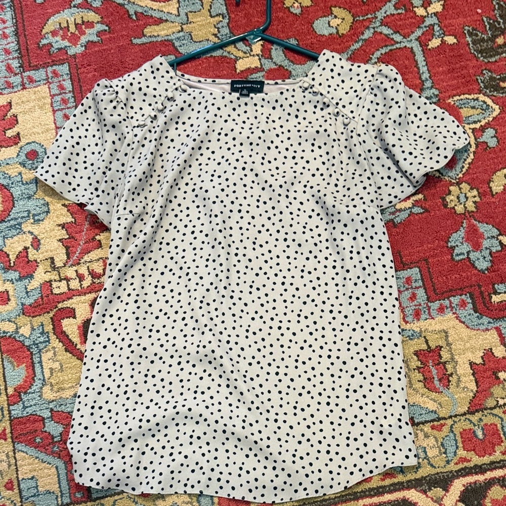 Stylish Black Polka Dot Short Sleeve Top